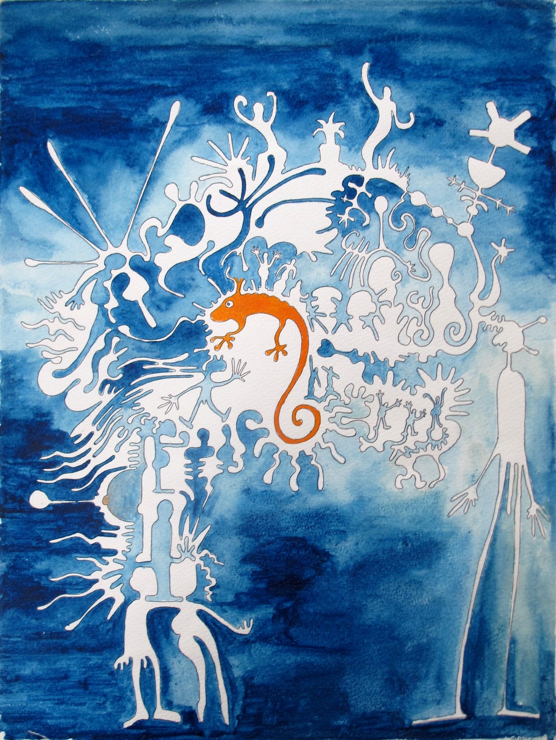 blue white dream with orange excess