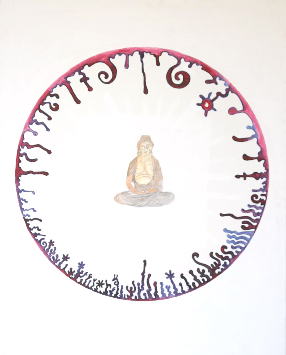 red white buddha circle